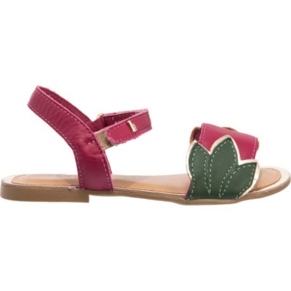 MISS BIBI Girls Pink Leather Sandals - Picture 3 of 3